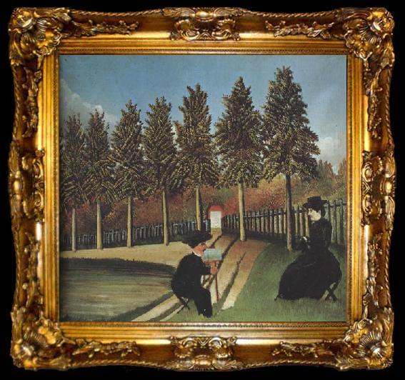framed  Henri Rousseau The Artist Painting His Wife, ta009-2